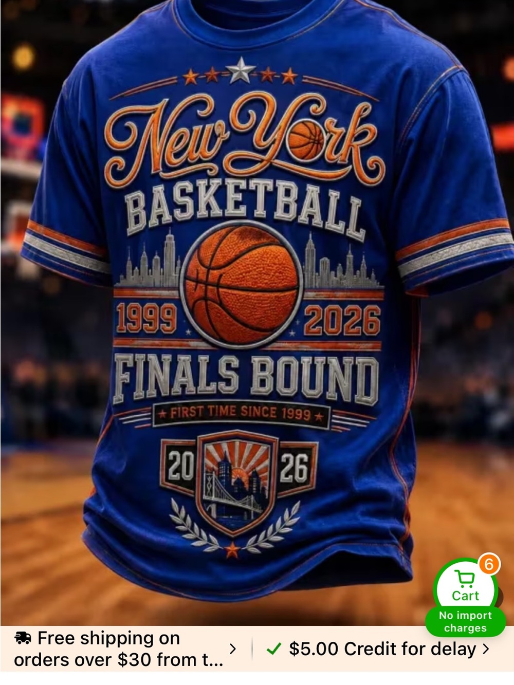 Blue New York Basketball 'Finals Bound' Graphic Tee